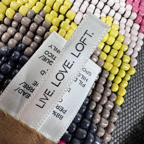 Southwestern Seed Bead Belt Live Love Loft Geometric Pink Multicolor 25-34" Snap - Picture 5 of 8